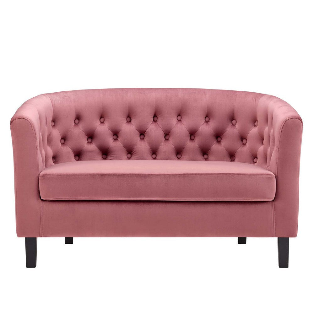 Modway Prospect Channel Tufted Performance Velvet Modern Loveseat Dusty Rose MDY-EEI-2615-DUS