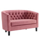 Modway Prospect Channel Tufted Performance Velvet Modern, Loveseat, Dusty Rose