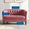 Modway Prospect Channel Tufted Performance Velvet Modern Loveseat Dusty Rose MDY-EEI-2615-DUS