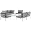 Modway Harmony 7-Piece Aluminum Outdoor Patio Furniture Sectional Sofa Set with Cushions in White Gray MDY-EEI-2617-WHI-GRY-SET