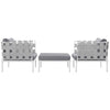 Modway Harmony 3 Piece Outdoor Patio Aluminum Sectional Sofa Set in White Gray MDY-EEI-2618-WHI-GRY-SET