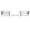 Modway Harmony 3 Piece Outdoor Patio Aluminum Sectional Sofa Set in White White MDY-EEI-2618-WHI-WHI-SET