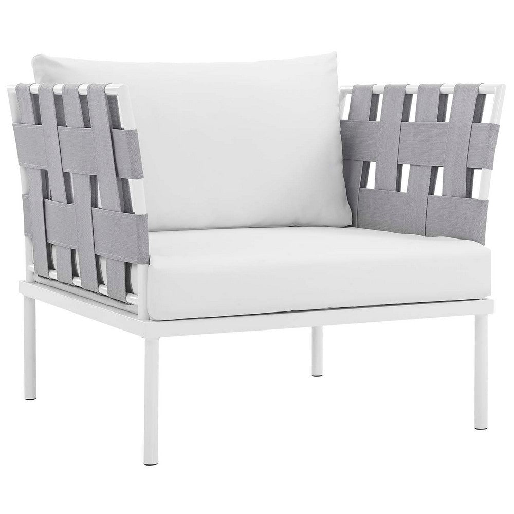 Modway Harmony 3 Piece Outdoor Patio Aluminum Sectional Sofa Set in White White MDY-EEI-2618-WHI-WHI-SET