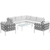 Modway Harmony 8-Piece Aluminum Outdoor Patio Furniture Sectional Sofa Set with Cushions in White White