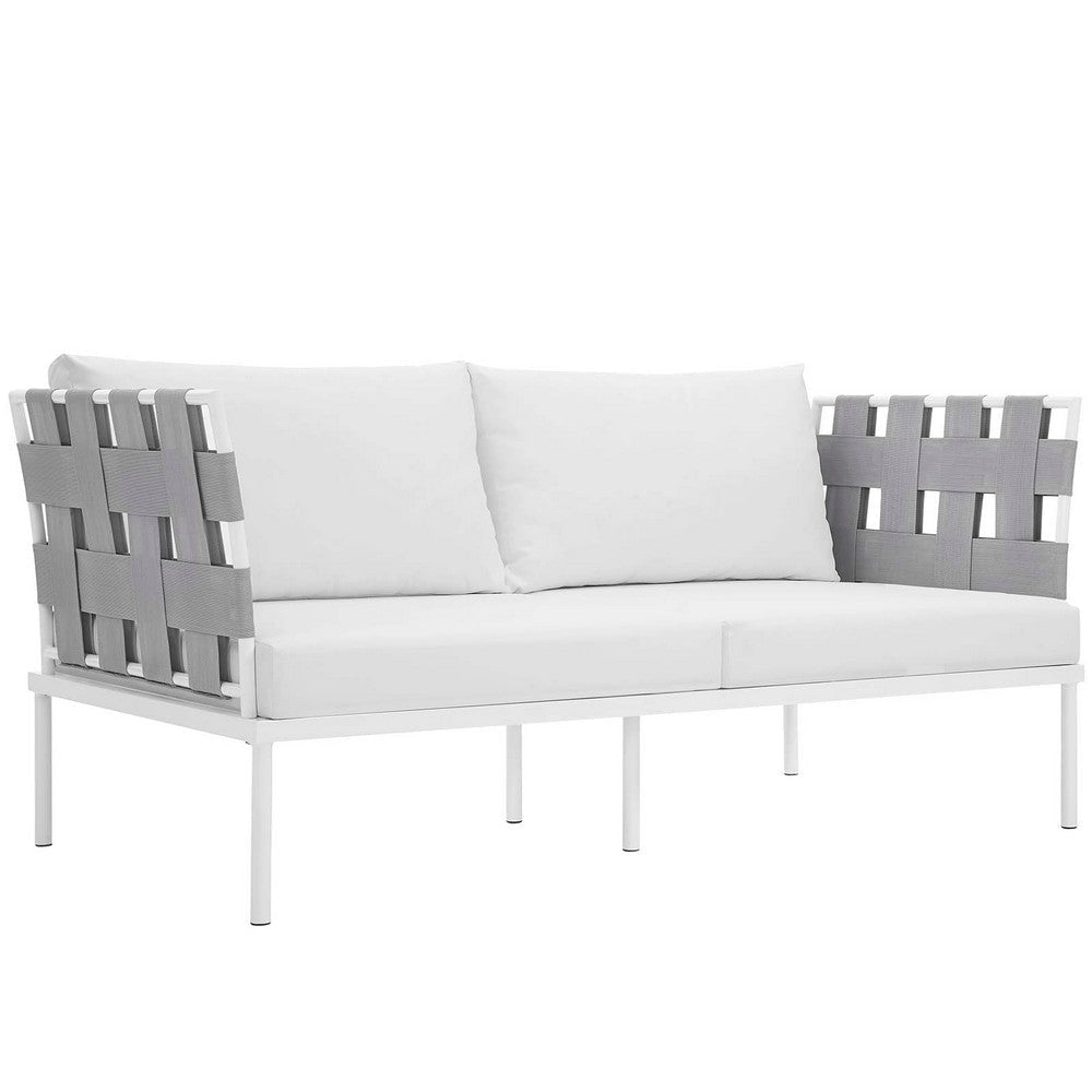 Modway Harmony Aluminum Outdoor Patio Furniture 5-Piece Sectional Sofa Set in White White MDY-EEI-2621-WHI-WHI-SET