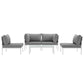 Modway Harmony 5-Piece Aluminum Outdoor Patio Furniture Sectional Sofa Set with Cushions in White Gray MDY-EEI-2622-WHI-GRY-SET