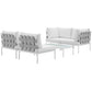 Modway Harmony 5-Piece Aluminum Outdoor Patio Furniture Sectional Sofa Set with Cushions in White White MDY-EEI-2622-WHI-WHI-SET