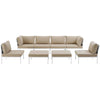 Modway Harmony Aluminum Outdoor Patio Furniture 8-Piece Sectional Sofa Set in White Beige MDY-EEI-2624-WHI-BEI-SET