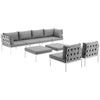 Modway Harmony Aluminum Outdoor Patio Furniture 8-Piece Sectional Sofa Set in White Gray