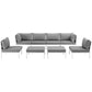 Modway Harmony Aluminum Outdoor Patio Furniture 8-Piece Sectional Sofa Set in White Gray MDY-EEI-2624-WHI-GRY-SET