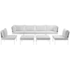 Modway Harmony Aluminum Outdoor Patio Furniture 8-Piece Sectional Sofa Set in White White MDY-EEI-2624-WHI-WHI-SET