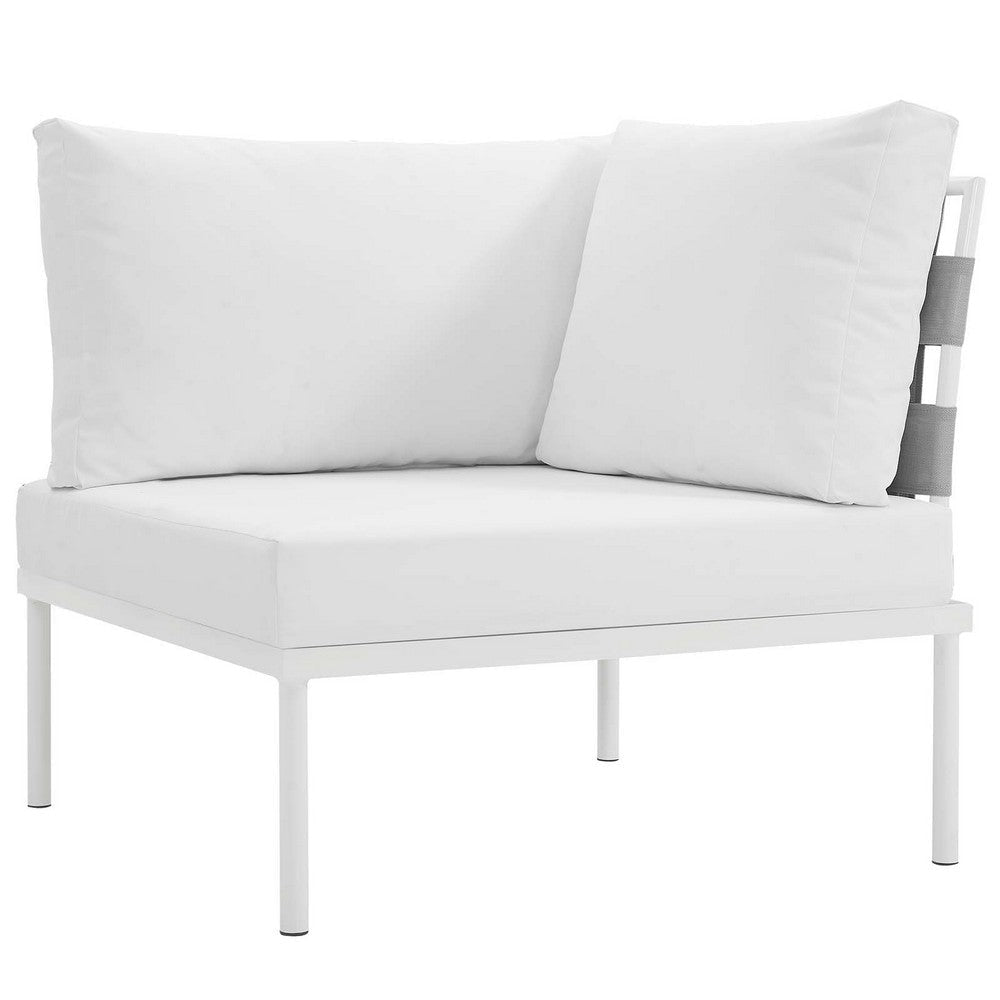 Modway Harmony Aluminum Outdoor Patio Furniture 8-Piece Sectional Sofa Set in White White MDY-EEI-2624-WHI-WHI-SET