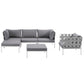 Modway Harmony Aluminum Outdoor Patio Furniture 6-Piece Sectional Sofa Set in White Gray MDY-EEI-2626-WHI-GRY-SET