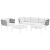 Modway Harmony Aluminum Outdoor Patio Furniture 6-Piece Sectional Sofa Set in White White MDY-EEI-2626-WHI-WHI-SET