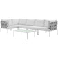 Modway Harmony 6-Piece Aluminum Outdoor Patio Furniture Sectional Sofa Set with Cushions in White White MDY-EEI-2627-WHI-WHI-SET