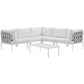 Modway Harmony 6-Piece Aluminum Outdoor Patio Furniture Sectional Sofa Set with Cushions in White White MDY-EEI-2627-WHI-WHI-SET