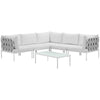 Modway Harmony 6-Piece Aluminum Outdoor Patio Furniture Sectional Sofa Set with Cushions in White White MDY-EEI-2627-WHI-WHI-SET