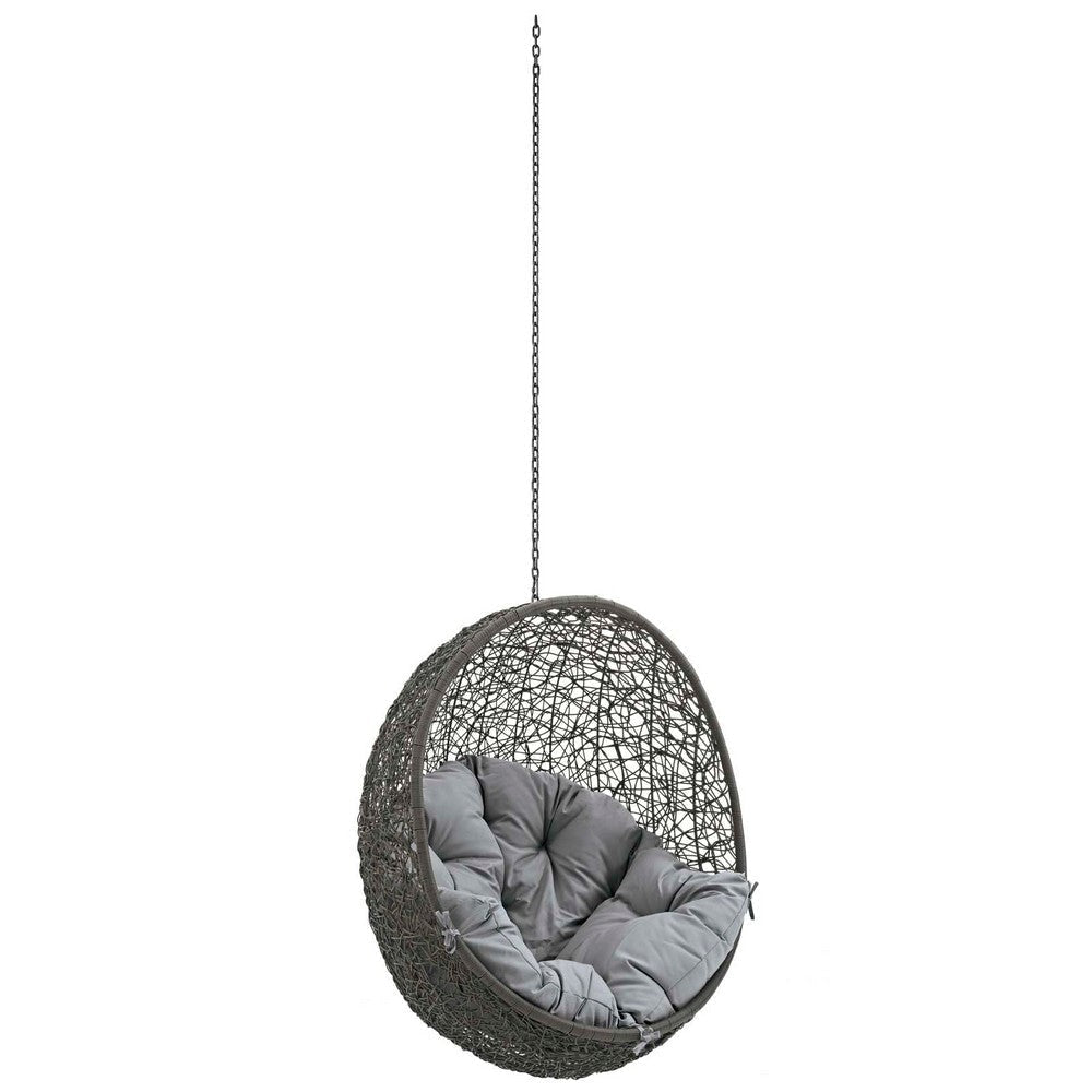 Modway EEI-2654-GRY-GRY Hide Wicker Outdoor Patio Egg Set with Hanging Steel Chain, Swing Chair Without Stand, Gray Gray