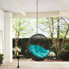 Modway Hide Wicker Rattan Outdoor Patio Swing Chair with Hanging Steel Chain in Gray Turquoise MDY-EEI-2654-GRY-TRQ