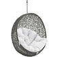 Modway Hide Wicker Rattan Outdoor Patio Swing Chair with Hanging Steel Chain in Gray White MDY-EEI-2654-GRY-WHI