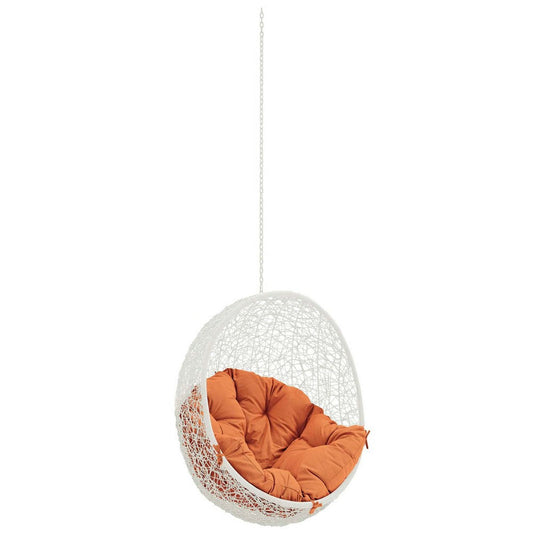 Modway EEI-2654-WHI-ORA Hide Wicker Rattan Outdoor Patio with Hanging Steel Chain, Swing Chair Without Stand, Orange