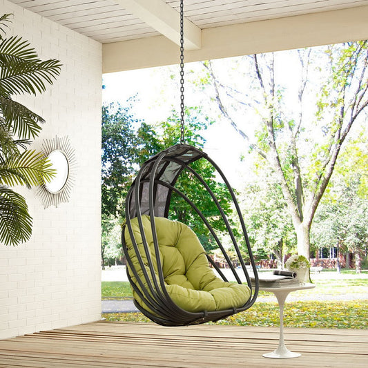 Modway EEI-2656-PER-SET Whisk Outdoor Patio Balcony Porch Lounge Swing Chair Set with Hanging Steel Chain Peridot