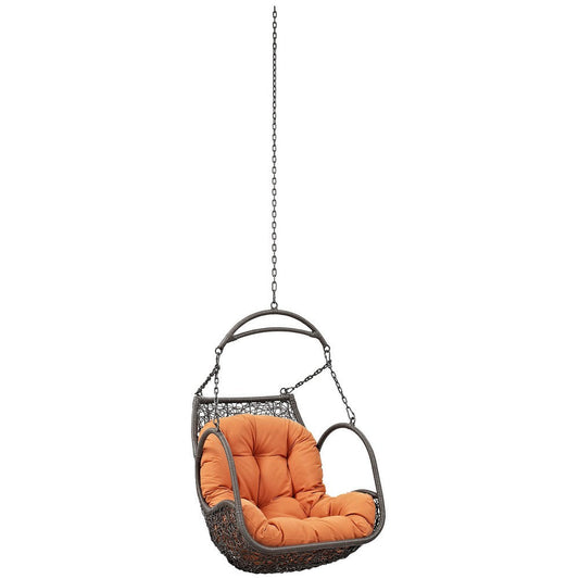 Modway EEI-2659-ORA-SET Arbor Wicker Outdoor Patio Set with Hanging Steel Chain, Swing Chair Without Stand, Orange