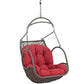 Modway EEI-2659-RED-SET Arbor Wicker Outdoor Patio Set with Hanging Steel Chain Swing Chair Without Stand Red MDY-EEI-2659-RED-SET