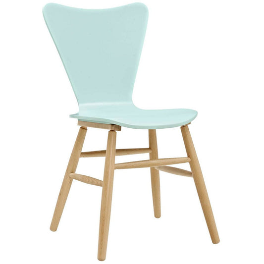 Modway Cascade Mid-Century Modern Wood Kitchen and Dining Room Chair in Light Blue