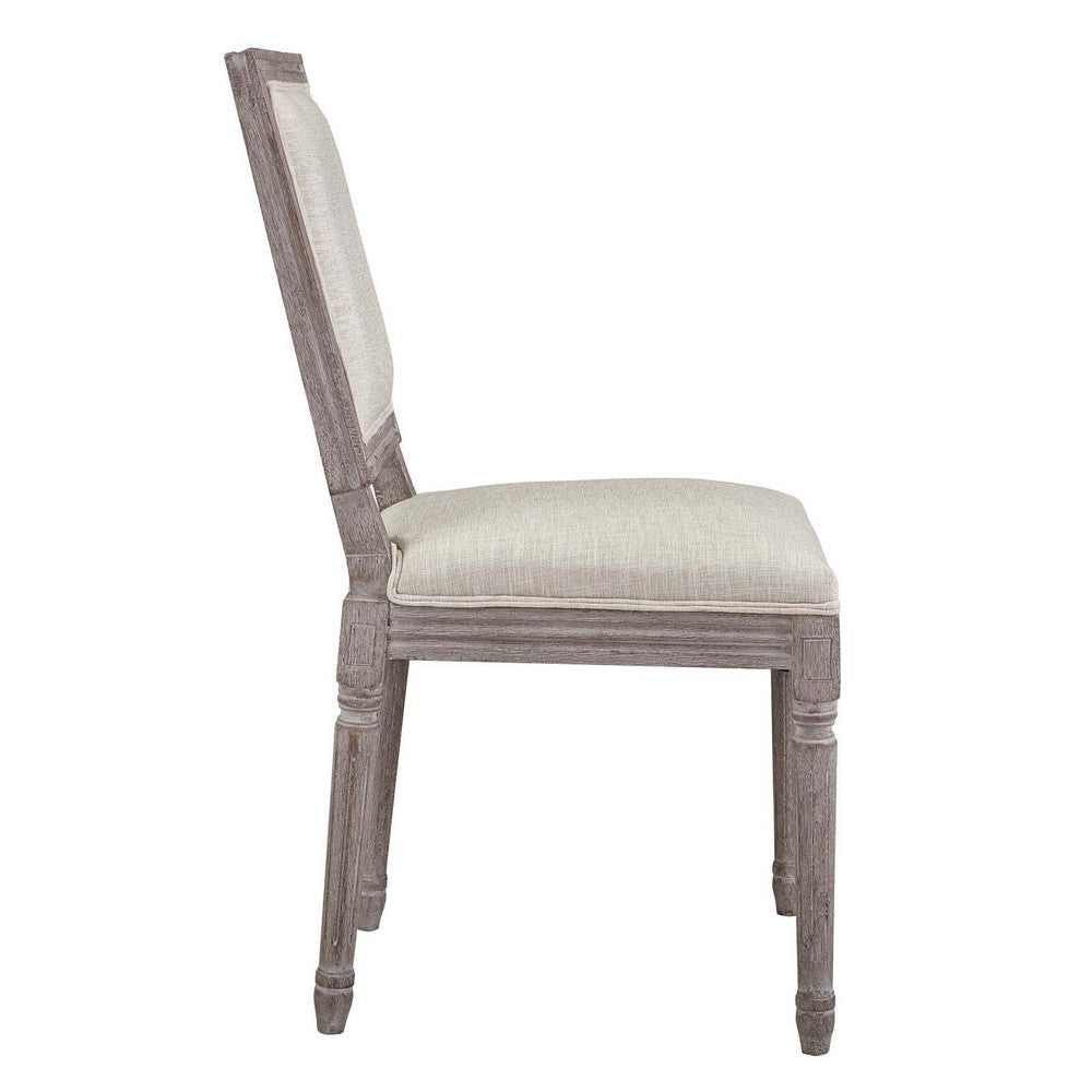 Court Vintage French Upholstered Fabric Dining Side Chair - No Shipping Charges MDY-EEI-2682-BEI