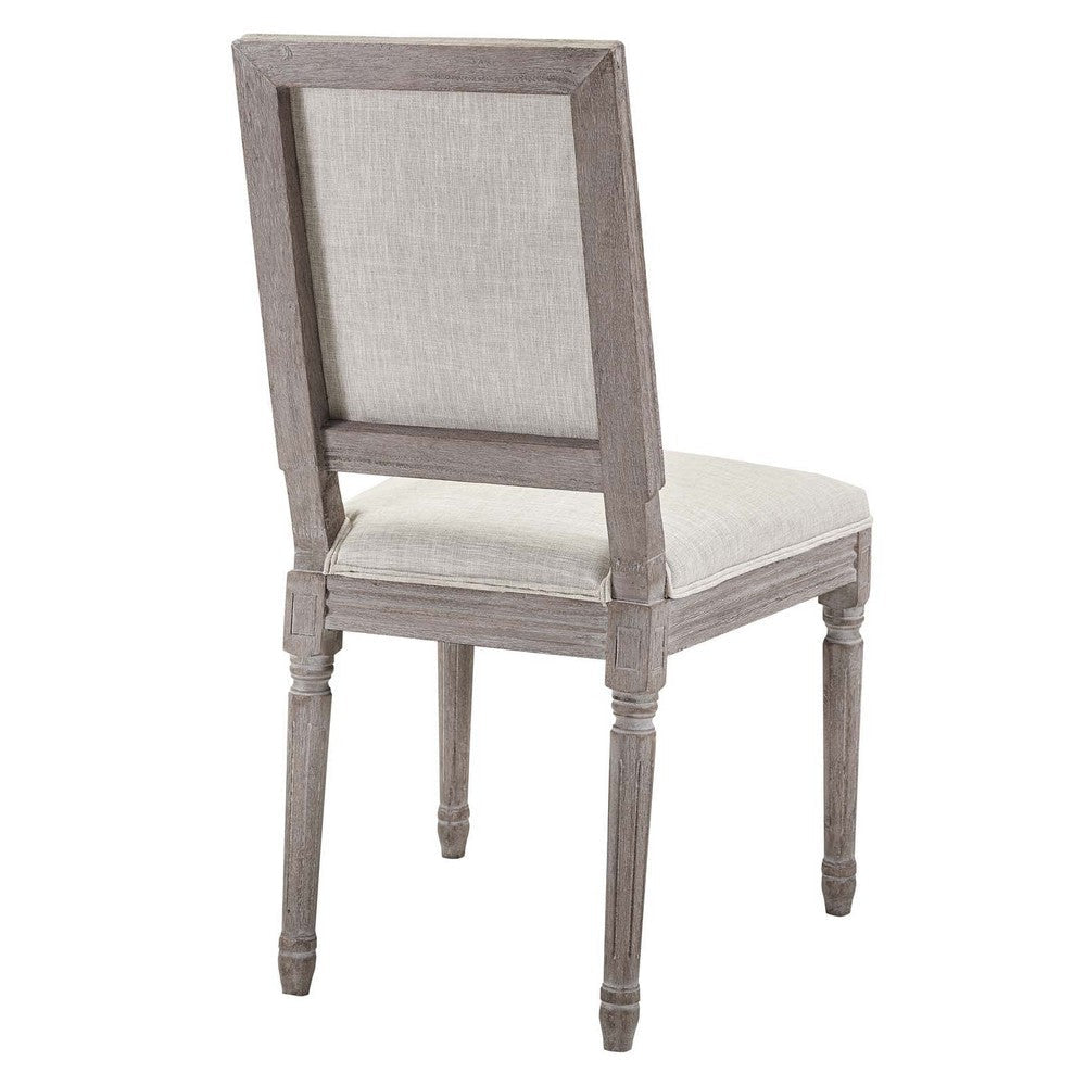 Court Vintage French Upholstered Fabric Dining Side Chair - No Shipping Charges MDY-EEI-2682-BEI