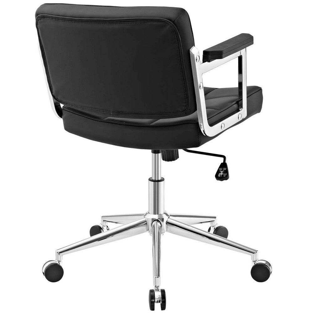 Portray Mid Back Upholstered Vinyl Office Chair In Black - No Shipping Charges MDY-EEI-2686-BLK