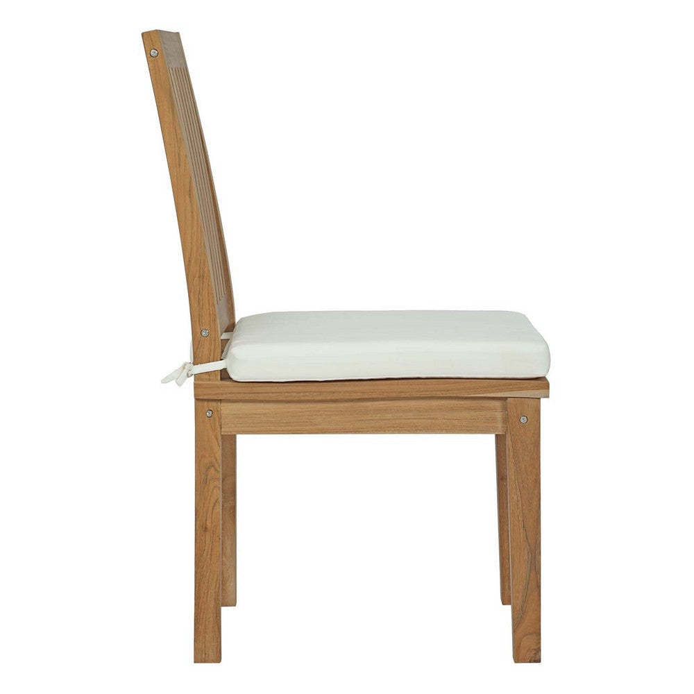 Marina Outdoor Patio Teak Dining Chair - No Shipping Charges MDY-EEI-2700-NAT-WHI