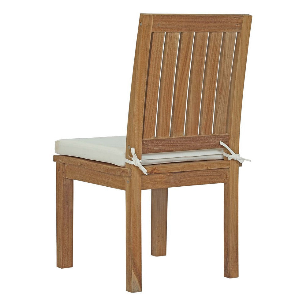 Marina Outdoor Patio Teak Dining Chair - No Shipping Charges MDY-EEI-2700-NAT-WHI