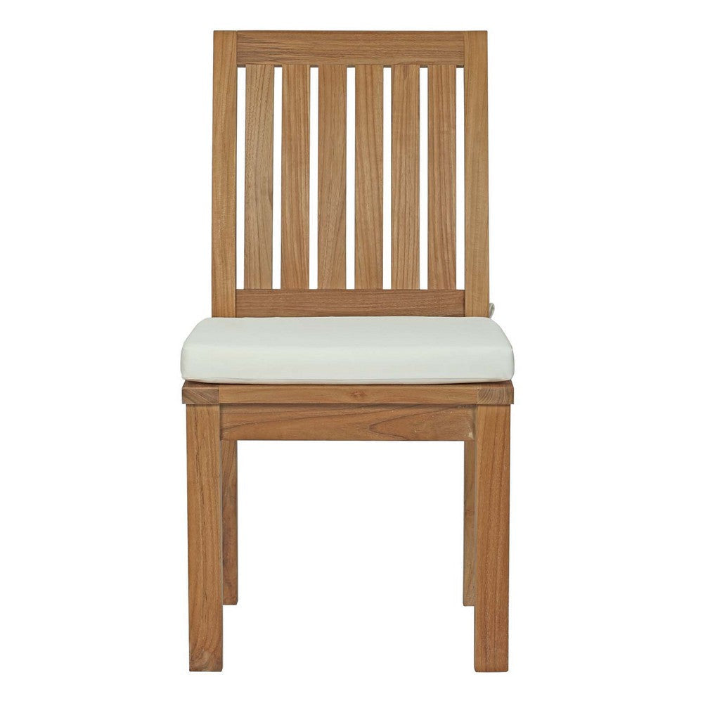 Marina Outdoor Patio Teak Dining Chair - No Shipping Charges MDY-EEI-2700-NAT-WHI