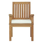 Modway EEI-2701-NAT-WHI Marina Premium Grade A Teak Wood Outdoor Patio Dining Armchair Natural White MDY-EEI-2701-NAT-WHI