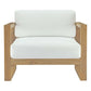 Upland Outdoor Patio Teak Armchair In Natural White - No Shipping Charges MDY-EEI-2706-NAT-WHI