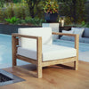 Modway Upland Teak Wood Outdoor Patio armchair with Cushions in Natural White