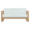 Modway Upland Teak Wood Outdoor Patio Sofa with Cushions in Natural White MDY-EEI-2707-NAT-WHI