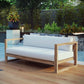 Modway Upland Teak Wood Outdoor Patio Sofa with Cushions in Natural White MDY-EEI-2707-NAT-WHI