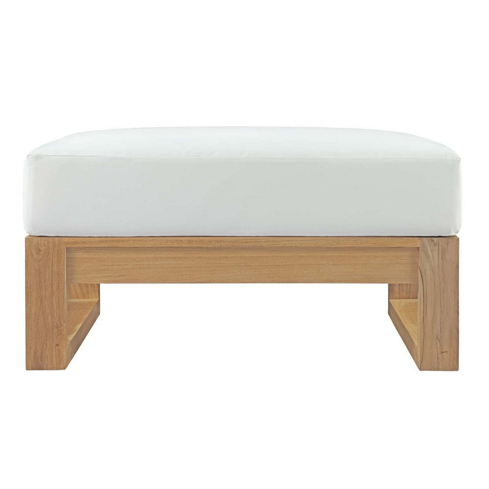 Upland Outdoor Patio Teak Ottoman In Natural White - No Shipping Charges MDY-EEI-2708-NAT-WHI