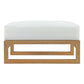 Upland Outdoor Patio Teak Ottoman In Natural White - No Shipping Charges MDY-EEI-2708-NAT-WHI