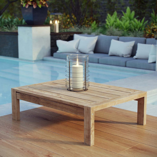 Modway Upland Teak Wood Outdoor Patio Coffee Table in Natural