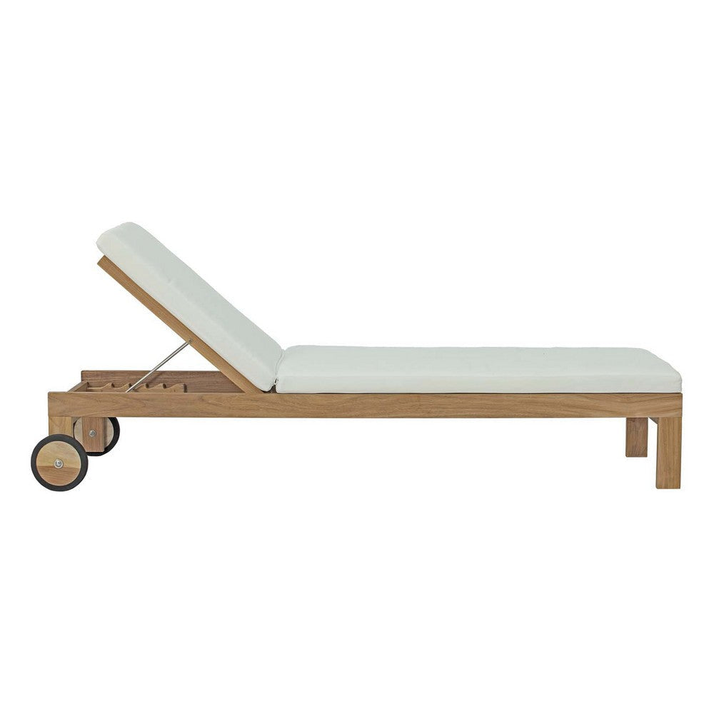 Upland Outdoor Patio Teak Chaise In Natural White - No Shipping Charges MDY-EEI-2711-NAT-WHI