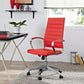 Modway Jive Ribbed High Back Tall Executive Swivel Office Chair With Arms In Red