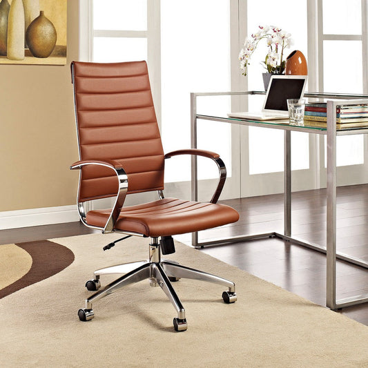 Modway Jive Ribbed High Back Tall Executive Swivel Office Chair With Arms In Terracotta