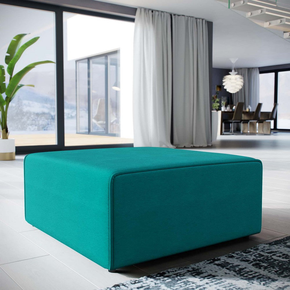 Modway Mingle Polyester Upholstered Generously Padded Ottoman, Blue Fabric