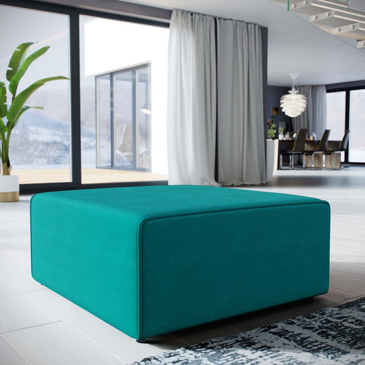 Modway Mingle Polyester Upholstered Generously Padded Ottoman, Blue Fabric