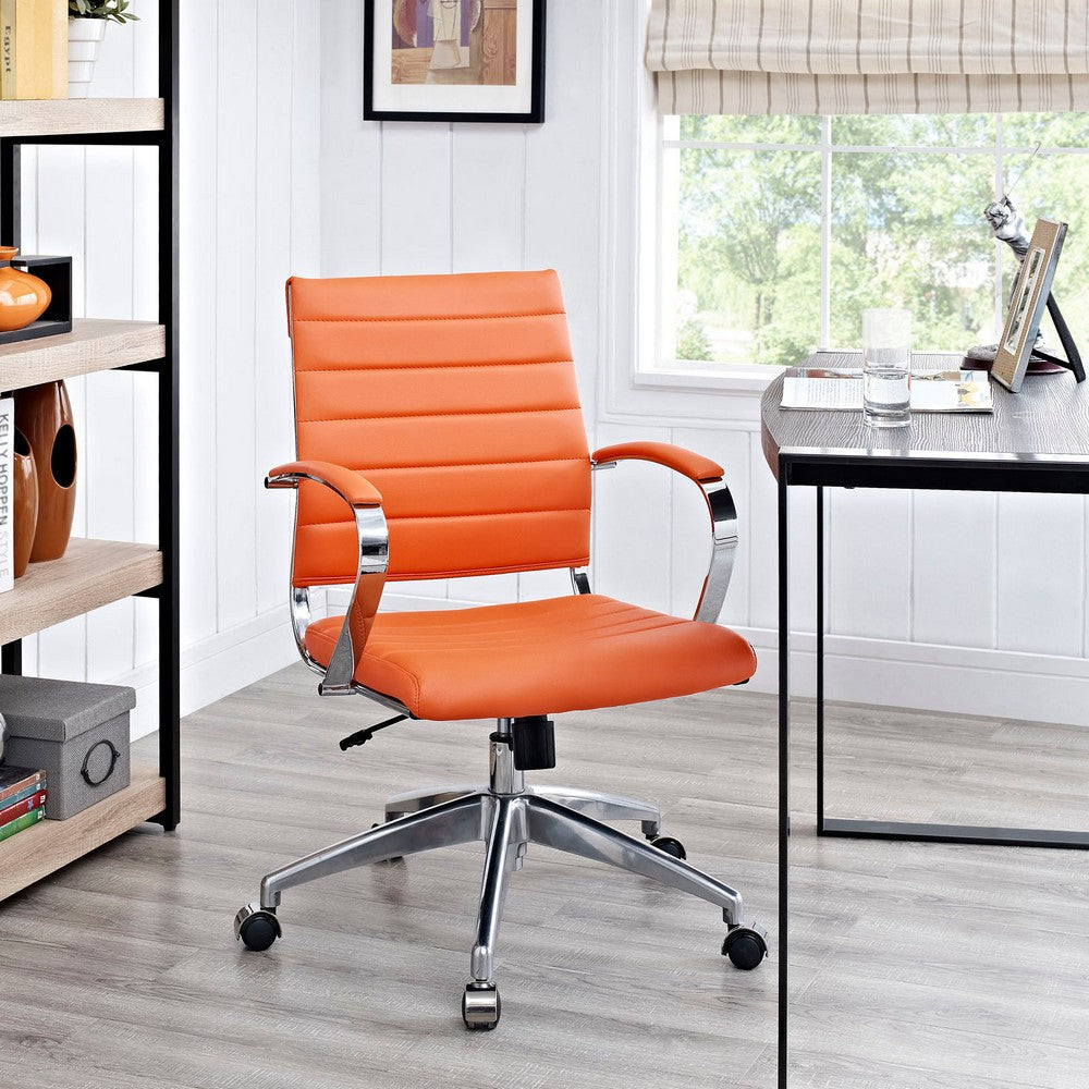 Modway Jive Ribbed, Mid Back Office Chair, Orange