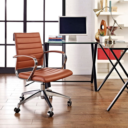 Modway Jive Ribbed, Mid Back Office Chair, Terracotta